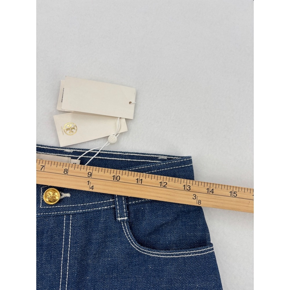Tory Burch Cropped Denim Jeans Womens 25 Blue Contrast Stitch High Rise 88869 - Picture 12 of 14